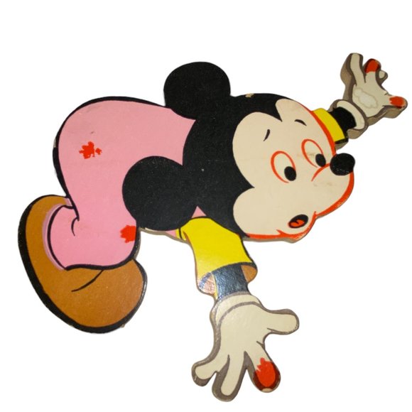 2 Vintage Disney Mickey Mouse Wall Thick Cardboard Particle Board Nursery Decor - Picture 3 of 7